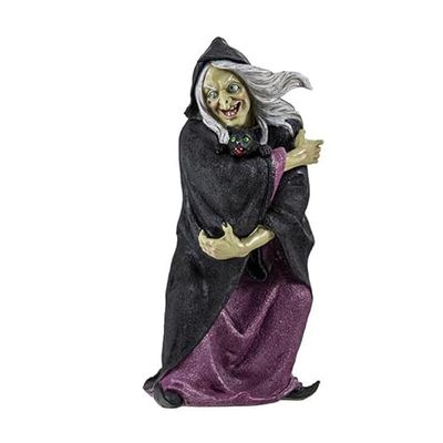 DRW Figuur van een heks met tuniek en paarse jurk van hars, beschilderd in de sportschool 7 x 5 x 27 cm