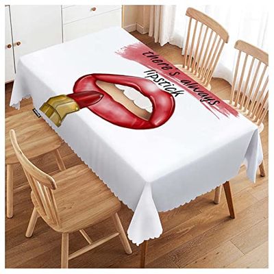 Swono Mantel Rectangular Decorativo con Labios sensuales, Color Rojo en un Mal día allí, Mantel de poliéster para Mesa de Cocina, Comedor, Barbacoa, Picnic, Mesa de Centro, 50 x 72 Pulgadas, 4-6