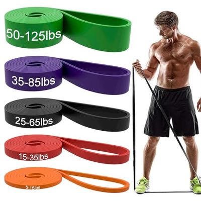 Weerstandsbanden, pull-up assist-banden - trainingsbanden, oefenbanden, lange weerstandsbanden set voor training, fitness, training, fysiotherapie voor mannen en vrouwen, veelkleurig