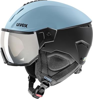 uvex instinct visor, casco de esquí robusto unisex, con visera, ajuste de talla individualizado, glacier, black matt, 59-61 cm
