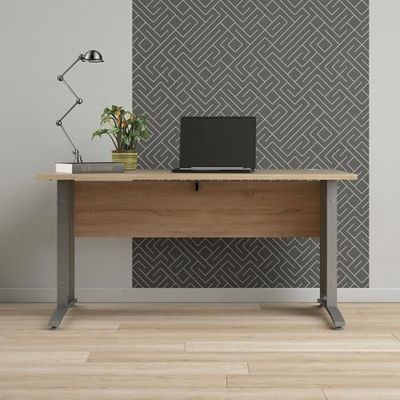 Dmora - Bureau Marcerre, Pupitre Polyvalent, Table de Bureau pour PC, Plan de Travail, 150x80 h75 cm, Gris et Chêne