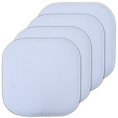 Sweet Home Collection Lot de 4 Coussins de Chaise en Mousse à mémoire de Forme avec Motif nid d'abeille et Dos en Caoutchouc antidérapant - 40,6 x 40,6 cm - Bleu Clair