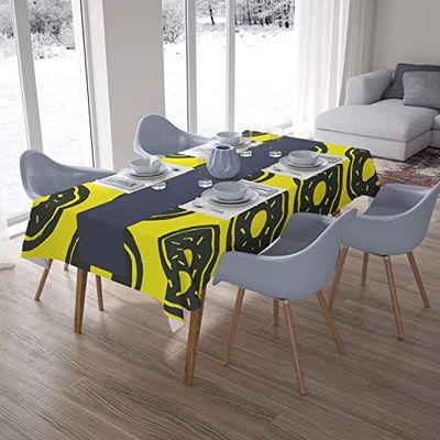 Bonamaison Tafelkleed, Anti-Mold, Sneldrogend, Waterdicht, 100% Polyester Tafellaken, Neon Geel, Rook, 140 x 200 Cm - Ontworpen en Vervaardigd in Turkije