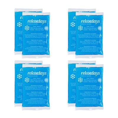 Relaxdays gel pack set van 8, warmte- en koudekompressen, 9 x 15 cm, gel pads voor huisapotheek, herbruikbaar, blauw