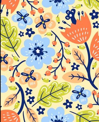 vintage flower notebook: colorful boho botanical pattern, 110 lined pages, soft matte cover.