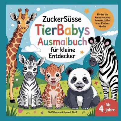 Zuckersüsse Tierbabys Ausmalbuch für kleine Entdecker ab 4 Jahren: Fördert die Kreativität und Konzentration Ihres Kindes