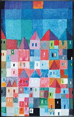 Wash+Dry Colourful Houses Felpudo, Poliamida, Multicolor, 75x120cm
