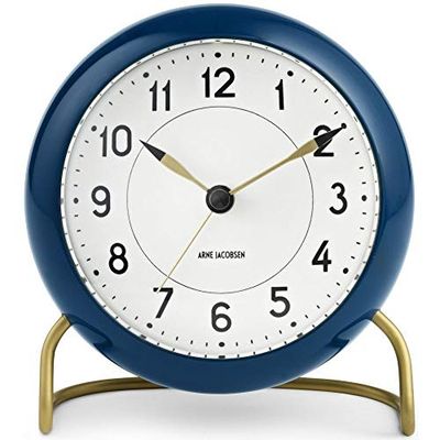 Arne Jacobsen Table Clock, Aluminium Glass, Dark Green, 11 cm