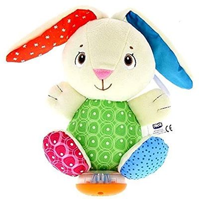 Chicco Fluffy el Carillón - Conejito Peluche con Dulces Nanas para Colgar de la Cuna, Juguete Bebés y Recién Nacidos, Carillón Canción de Cuna, Acompaña al Bebé a Dormir, Neutro, A Partir de 0 Meses
