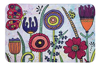 WENKO Badmat Rollin'Art Full Bloom, douchemat voor de badkamer met bloemenweidemotief, fluweelzacht oppervlak & antislip-onderzijde, geschikt voor vloerverwarming, 100% polyester, 45 × 70 cm