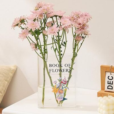 PORPAN Boek vaas voor bloemen, Clear Book Vaas, Acryl Boek Vaas, Boek Bloem Vaas, Boek Vormige Vaas, Het Boek over Bloemen, Moderne Decoratieve Vaas voor Thuis, Slaapkamer, Woonkamer, Eettafel