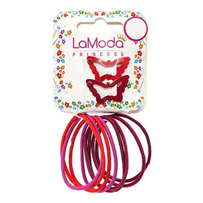 LaModa Princess Children's Butterfly Sleepies and Ponytailer-Style Hairbands, Red