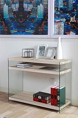 Homemania consoletafel, MDF, gehard glas, natuur, 100 x 39,5 x 75 cm