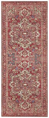 Nouristan Asmar - Tapis de Salon - Toucher Oriental - Motif détaillé - Motif Floral - Tissage Plat - pour Salle à Manger, Salon, Chambre à Coucher - Rouge Oriental, 80 x 200 cm