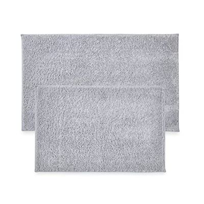 Penguin Home Lot de 2 Tapis de Bain antidérapants touffetés en Microfibre Ultra Doux-Gris-Absorbant avec Envers en Latex pour douches,baignoires et sols de Salle de Bain-(S:43x61cm)-(L:51x86 cm)