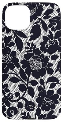 Dentelle noire vintage motif gothique floral esthétique Preppy Coque pour iPhone 15 Plus
