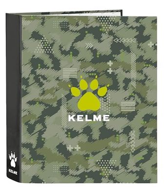 Safta KELME TRAVEL - Cartella a 4 anelli, ideale per bambini di diverse età, comoda e versatile, qualità e resistenza, 27 x 6 x 33 cm, colore: verde/nero, verde/nero, Estándar, Casual