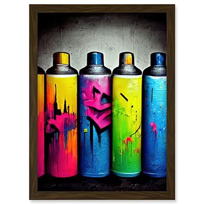 Doppelganger33 LTD Colour Spray Paint Graffiti Cans Street Illustration Artwork Framed Wall Art Print A4