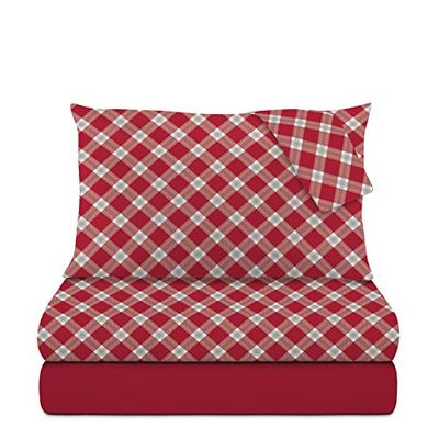 Lit double écossais rouge, complet 444