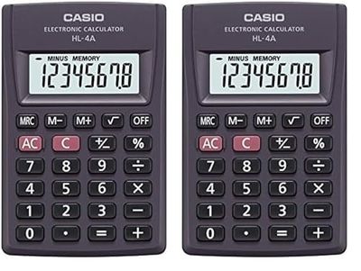 Casio HL-4A Calcolatrice tascabile Antracite Display 8 cifre (Confezione da 2)