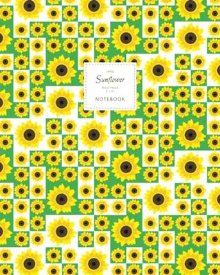 Sunflower Notebook - Ruled Pages - 8x10 Cuaderno - Large (Green)