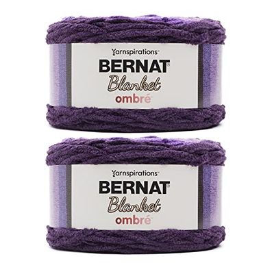 Bernat Blanket Ombre Melanzana Ombre Filato – 2 confezioni da 300 g/10,5 oz – Poliestere – 6 Super Bulky – 200 metri – per lavori a maglia, uncinetto e artigianato, filato di ciniglia grosso