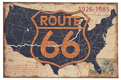 Biscottini - Impression 'Route 66' sur toile - L90xPR2xH60 cm - Jute brute antique - Impression - Toile - Grèce antique