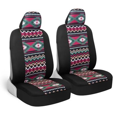 BDK Fundas de Asiento de Coche con patrón de Dos Tonos, Estilo Chic sin Laterales, poliéster Suave y Flexible (patrón Inca Tocapu)