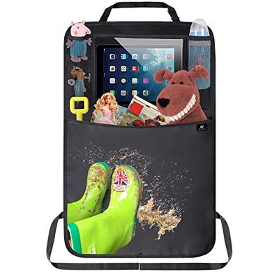 Termichy Protector del asiento para coche- Funda Trasera con Protección de Ruedas con Organizador Trasero- Protector de Asiento Trasero (A 1PC)