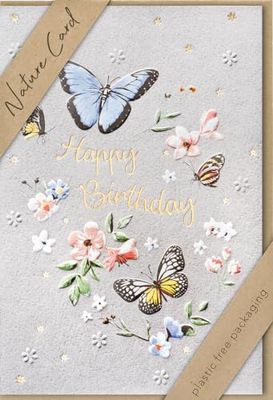 Kaart verjaardag Nature Card Handmade - vlinders 11,6 x 16,6 cm