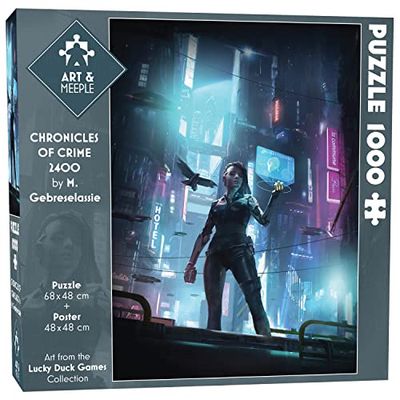 ART&Meeple- Science-Fiction, Femme détective, Corbeau, High Tech, Enquête 1000 Pezzi, Puzzle 68x48cm + Poster 48x48 cm, AMCOC2400_01