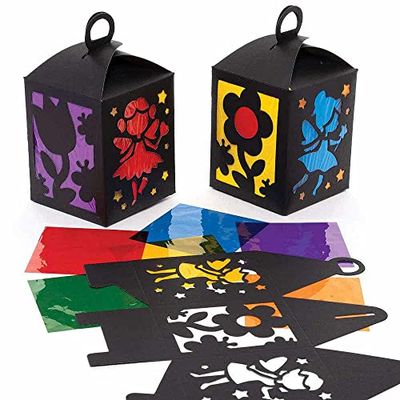 Baker Ross FC706 Feeën Gebrandschilderde Lantaarn Kit - Set van 4, Kinderen Papier Knutsel Kit, Kunst en Knutselen voor Meisjes