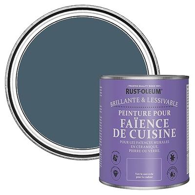 Rust-Oleum Peinture Bleue Résistante à l'eau pour Faïence de Cuisine, Finition Brillante - Bleu Dessin 750ml