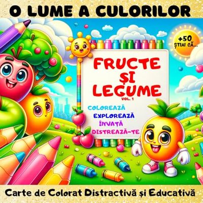 O Lume a Culorilor, Fructe și Legume Vol.1: Carte de colorat distractivă și educativă | Ediție în limba română | Perfectă pentru ca copiii să ... și să se distreze, totul în același timp.