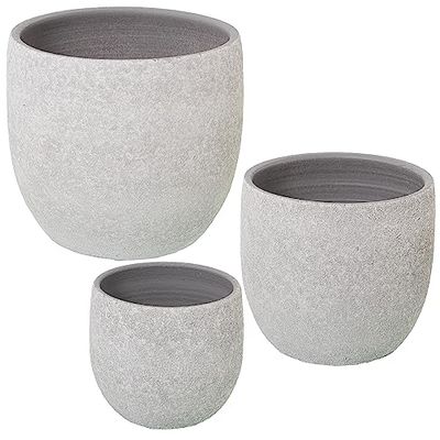 MACETEROS CERÁMICA BLANCO ARENA_° 30 x 29+°24 x 23+°20 x 19 cm