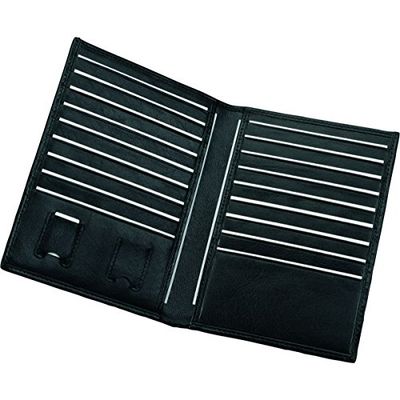 Alassio 42004 Creditcardhouder, etui van hoogwaardig leer, portemonnee met 2 SD-kaartvakken, 18 creditcardvakken en 2 insteekvakken, zakelijke etui zwart, leren etui ca. 15 x 11 x 1 cm