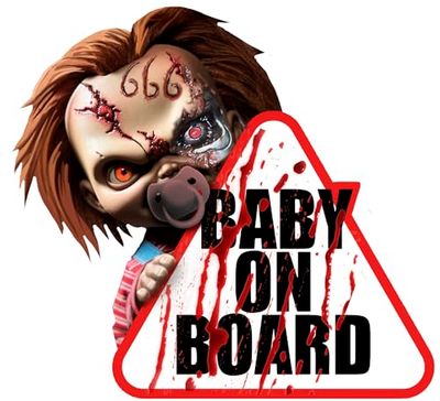 FIESTAS GUIRCA | Baby on Board Sticker (20x20 cm) - Spooky Wall, Door and Window Decoration for Halloween and Fancy Dress Parties - Ideal Sticker for Decorating Scary Cars - White