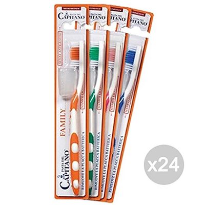 Capitano - Juego de 24 cepillos de dientes medio para la familia, higiene y cuidado de los dientes