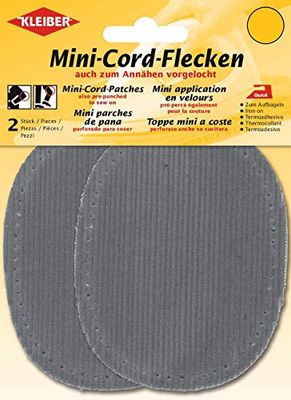 Kleiber - Coderas/Rodilleras ovaladas, de Pana, tamaño pequeño, para coserlas o termoadhesivas, Color Gris