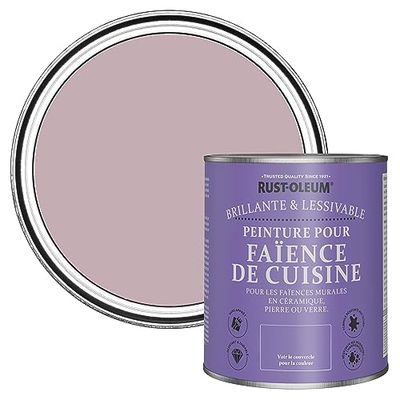 Rust-Oleum Peinture Rose Résistante à l'eau pour Faïence de Cuisine, Finition Brillante - Lumière Tamisée 750ml