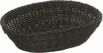 APS panier, ovale "PROFI LINE" - panier, panier en osier en polypropylène - dimensions : 25 x 19 cm/hauteur : 6,5 cm/couleur : noir