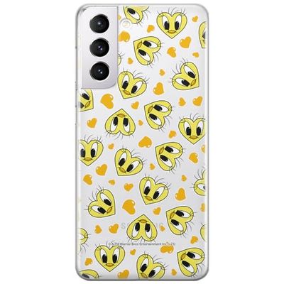 ERT GROUP mobiltelefonfodral för Samsung S21 originalt och officiellt licensierat Looney Tunes mönster Tweety 017 optimalt anpassad till formen på mobiltelefonen, gedeeltelijk transparant
