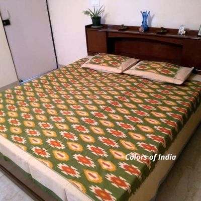 Green bed throw, Bed cover green, Bedspread Cotton, Handmade bedspread, FREE SHIPPING