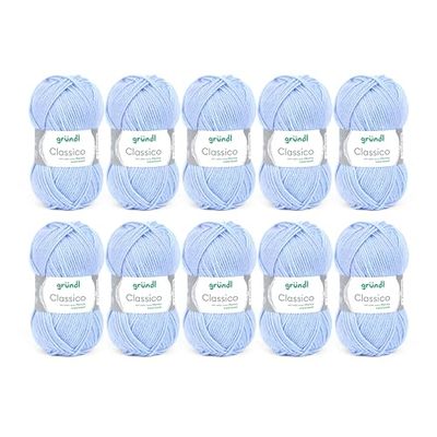 Gründl Lã clássica (fio de meia/crochê com certificado Oeko-Tex® de 50% de lã pura virgem e 50% poliacrílico, 50 g/120 m, tamanho da agulha: 3,5-4,5, 10 bolas a 50 g)