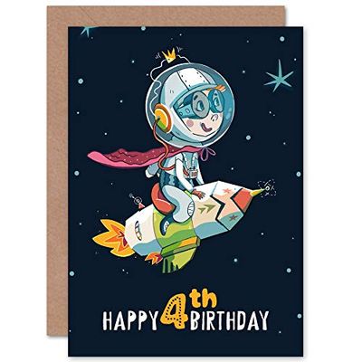 Space Rocket Astronaut Birthday 4th Greetings Card