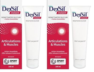 DexSil Instant - Gel au silicium organique et huiles essentielles - Pour le bien-être des muscles et articulations - Pénétration facile - Certifié Sport Protect - 100 ml (Lot de 2)
