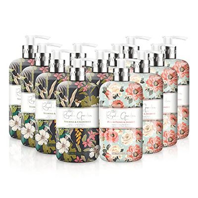 Baylis & Harding Royale Garden Limited Edition Hand Wash Bundle: 6 x 500 ml Peach Peony & Jasmine & 6 x 500 ml Verbena & Chamomile (6 bottles) - Vegan Friendly