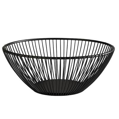 APS "SVART panier rond en métal, panier en maille robuste, Ø 20 cm x H : 8 cm, panier à pain, panier à fruits, panier à légumes, empilable, noir, lavable au lave-vaisselle
