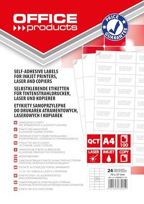 Office Products Self-Adhesive Labels / 70 x 37 mm / 100 Sheets A4 / White/Economical Self-Adhesive Labels/Address Stickers Printable Address Labels Adhesive Labels