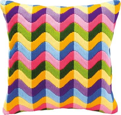 Long Stitch Cushion Kit Colourful Waves